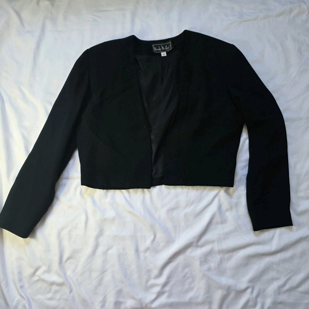 Vintage ILGWU long sleeve open front cropped jacket Nicole Miller Size 10